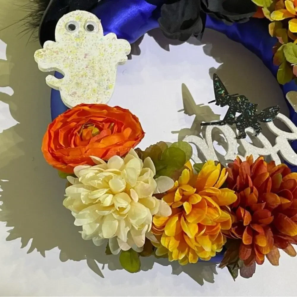 Handcrafted Royal Blue Halloween Witch Wreath